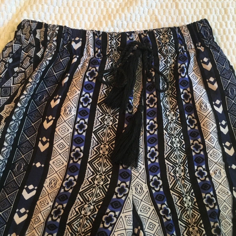 Blue and White Flowy Pants